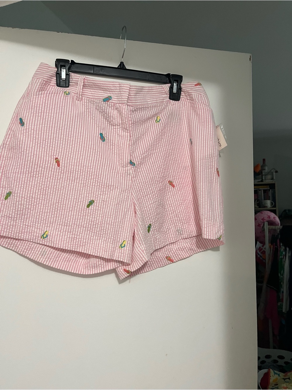 Pink Striped Embroidered Women’s Shorts